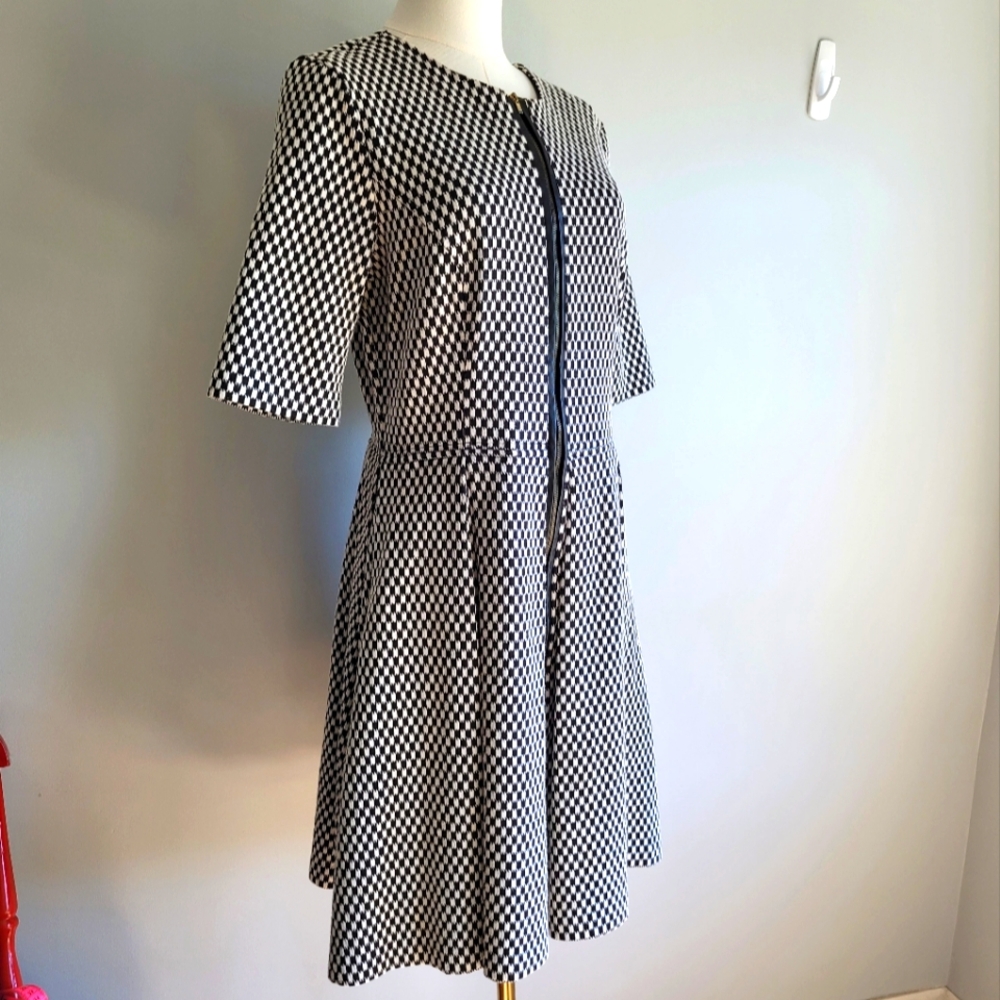 Fit And Flare Black and White Checkered Dress